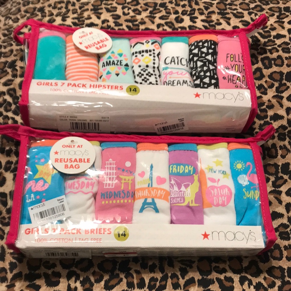 SOLD NIP Macy’s Girls 14 pairs panties size 14 $24 - Picture 1 of 4